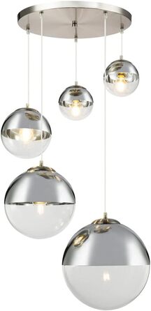 Стельовий підвісний світильник Скляна куля Прожектор хромований підвісний світильник для вітальні прозорий 15851-5, барвистий, середній
