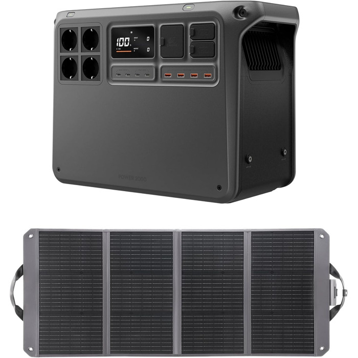 Портативна електростанція DJI Powerstation 1000W, сонячний генератор 512Wh LiFePO4, 4-в-1 швидка зарядка, 23db, для кемпінгу, автономного життя, автодому, надзвичайних ситуацій (Power 2000+120W сонячна панель Zignes)