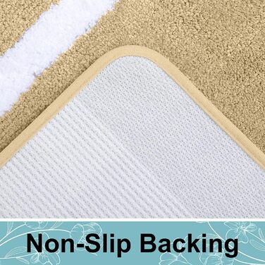 Набір килимків для ванної кімнати Homaxy: антиковзаючі, м'які, з мікрофібри, пухнасті. 2 шт. (40x60 см + 50x76 см), бежевий колір