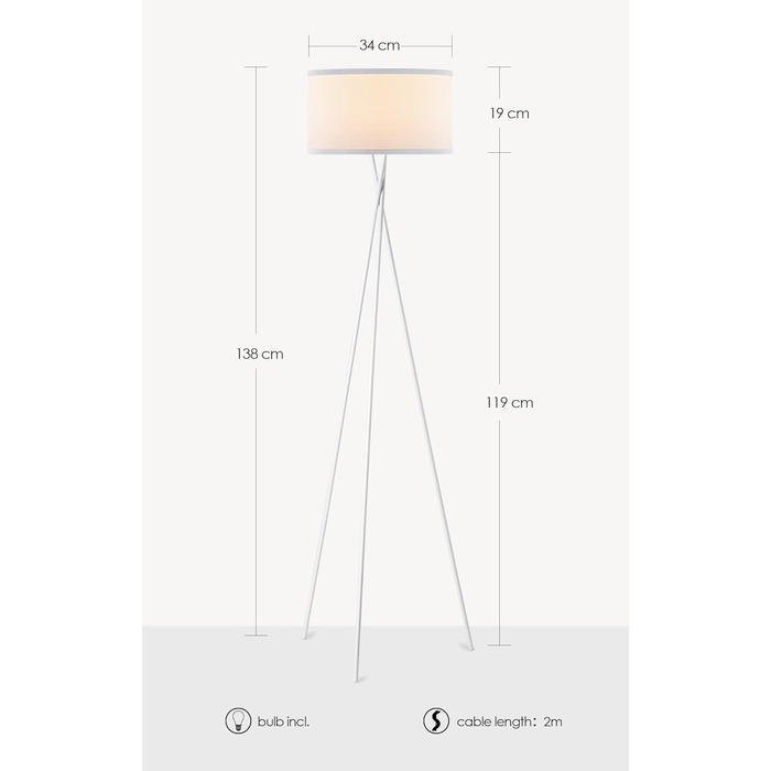 Торшер Home Sweet Home Gold з E27 LED 9W, ретро штатив, білий плафон, 53/53/138см