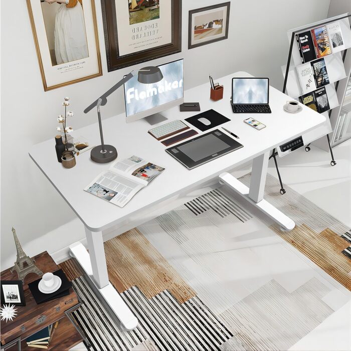 Електричний регульований стіл Flamaker з пам'яттю, ігровий стіл з USB-зарядкою (160 x 60 см)