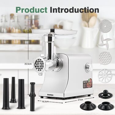 Електрична м'ясоподрібнювач Huanyu 2800W з насадкою для ковбас - багатофункціональна кухонна машина для дому та професійного використання