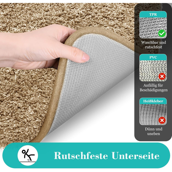 Комплект килимків для ванної кімнати Digiroot (2 шт.) - антиковзаючі, швидковисихаючі, м'які, 40x60 см та 50x80 см (Бежевий)