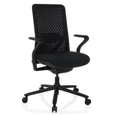 Офісне крісло VERVIO з 3D-сіткою на спинці / тканинний сидіння, чорний колір, hjh OFFICE