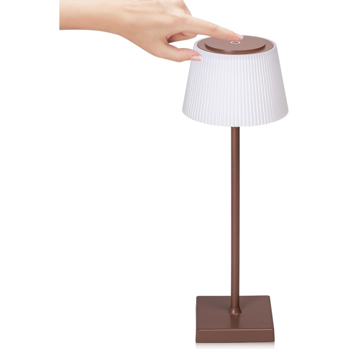 Aigostar LED акумуляторна настільна лампа бездротова, торшер з сенсорним керуванням, 3 режими кольору, IP54 вологостійка, для дому та саду (темно-коричнева)