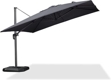 Парасолька від сонця PURPLE LEAF 350x350 см, велика садовий ампельний зонт з рукояткою, поворотом на 360° та хрестою основою для тераси та балкона, сіра