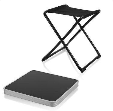 Розкладний стіл для кемпінгу com-four - Складаний стілець, Кемпінговий табурет - Складний кемпінговий стілець для риболовлі, пікніка, походу, пляжу або подорожей (стіл/табурет - чорний)