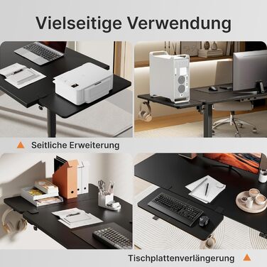 Підставка для ноутбука на стіл ергономічна, 700x300 мм, з підставкою для клавіатури та регульованою підлокітником, чорна | Розширювач столу для дому та офісу