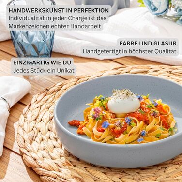 Набір мисок для пасти, 4 предмети, керамічні миски для локшини, можна мити в посудомийній машині та використовувати в мікрохвильовій печі, стійкі до подряпин, велика багатофункціональна кольорова миска, 850 мл | КОЛЕКЦІЯ VALUE