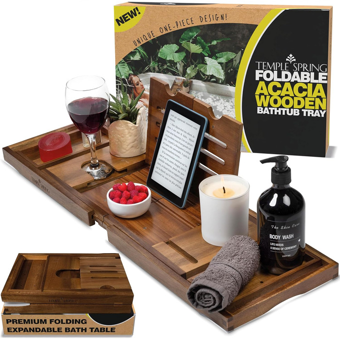 Підставка для ванни Temple Spring з акціїї (складні, дерев'яні) - аксесуари для ванної кімнати