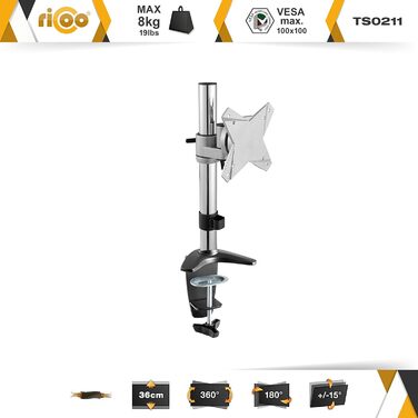 Кріплення для монітора RICOO TS5711: підставка для екрану 12-29 дюймів, кріплення VESA 75/100, настільний тримач для комп'ютера