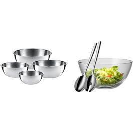 Набір кухонних мисок WMF Gourmet (4 шт.) з нержавіючої сталі, 0,75л - 2,75л, для приготування, салатів, сервірування, Cromargan, стійкі до складання