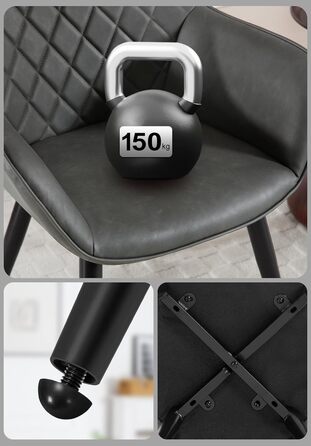 Крісла для їдальні WOLTU, 2 шт. в наборі, для кухні та вітальні, з м'якими сидіннями та підлокітниками, зелені, метал, штучна шкіра BH153gn-2