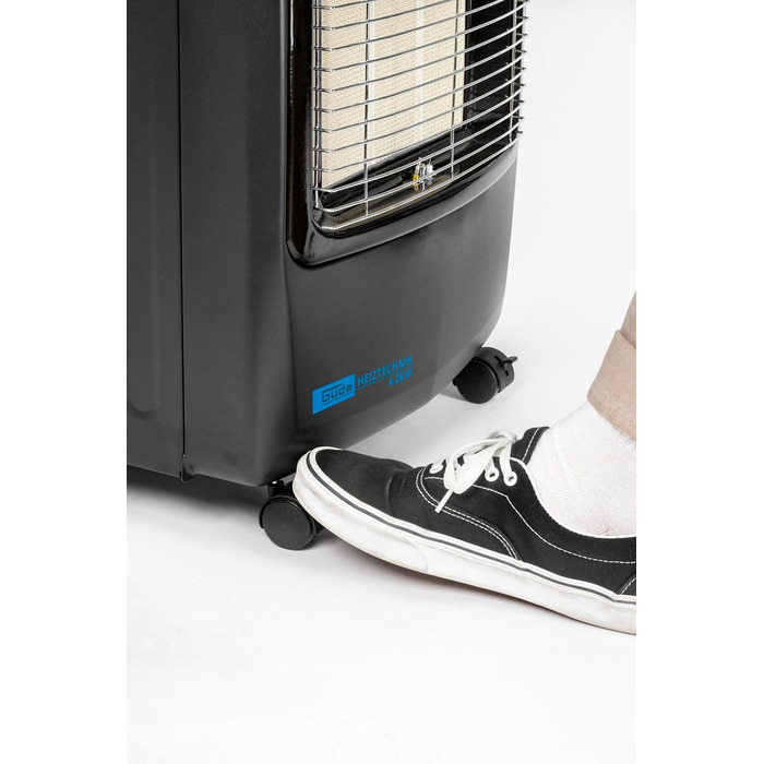 Газовий обігрівач Güde GGH 4200 K (4200 Вт, 3 режими, Piezo-запалювання, мобільний, 50 мбар, керамічні нагрівальні елементи, термозахист, 4 колеса, шланг та регулятор в комплекті)