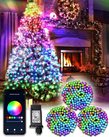 DOTWAYAW Гірлянда світлодіодна святкова 40м 400 LED, керування через додаток, 16 млн кольорів RGB, для прикраси ялинки
