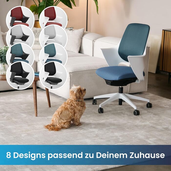 Ergotopia WellBack: Ергономічне крісло для офісу та дому, Made in Germany, з підтримкою попереку та синхро-механізмом, білий каркас, сірий колір