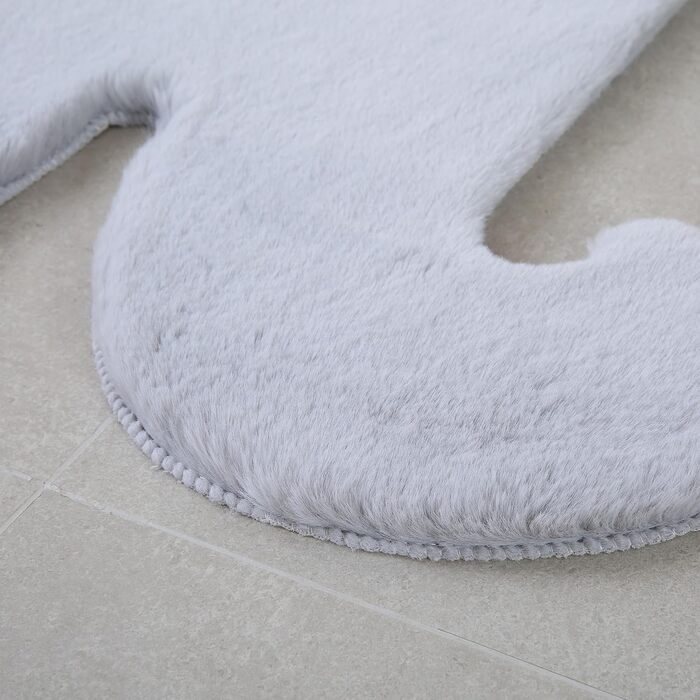 Дитячий килимок Elephant Design Маленький килимок зі штучного хутра - Волохатий пухнастий килимок для дитячої дівчинки та хлопчика Надзвичайно м'який килимок, який можна прати - Килимок для дитячої кімнати (80x100 см, сріблястий)