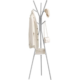 Вільна стійка для одягу WOLTU у вигляді дерева, металева, з полицею та 9 гачками, для одягу, шапок та сумок, біла