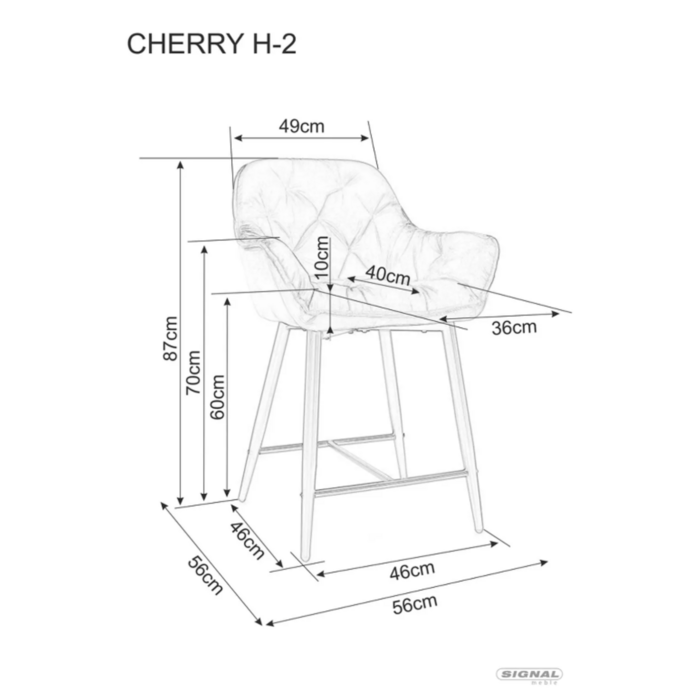 Барний стілець CHERRY H-2 VELVET чорний каркас/чорний BL.19