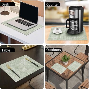 Набір підставок під тарілки з штучної шкіри, 6 шт. - Водостійкі, легко миються, для кухні та обіднього столу (світло-зелені, середні)