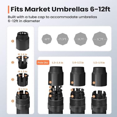 Підставка для парасольки на терасу, 18.6 кг, на колесах, чорна, для маркетних парасоль, міцна, підставка для парасольки, база для тераси, басейну, двору
