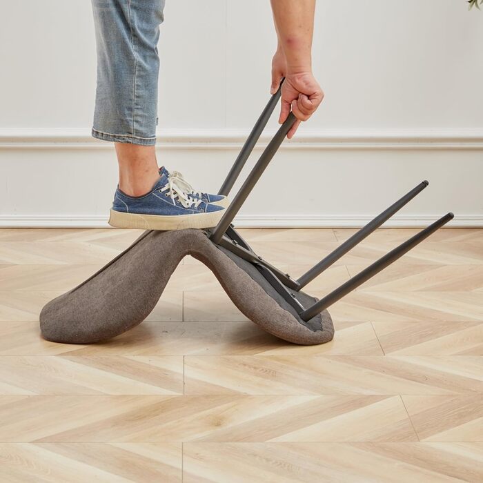 Набір обіднього столу та стільців GrandCA HOME: круглий стіл 100 см + 4 сучасні стільці з льону, сіро-темний колір (мрамор + чорний)