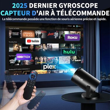 Портативний проєктор Mini Beamer 4K Full HD з Wi-Fi 6, Bluetooth 5.4 та автоматичною корекцією трапецеїдальних спотворень. Підтримка 4K, Full HD, 1080P. Сумісний з TV Stick, USB, Laptop, PC. В комплекті миша та пульт дистанційного керування. Чорний колір.