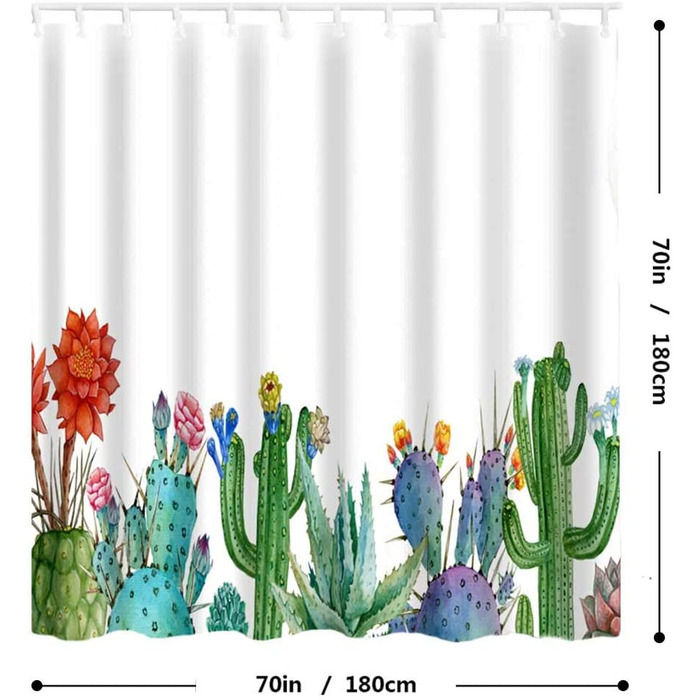 Завіса для душу Litthing 180x180 з захистом від цвілі і водостійкістю, завіса для душу з 12 кільцями для Фіранки для душу, 3D цифровий друк, зелена рослина з яскравими квітами (8)