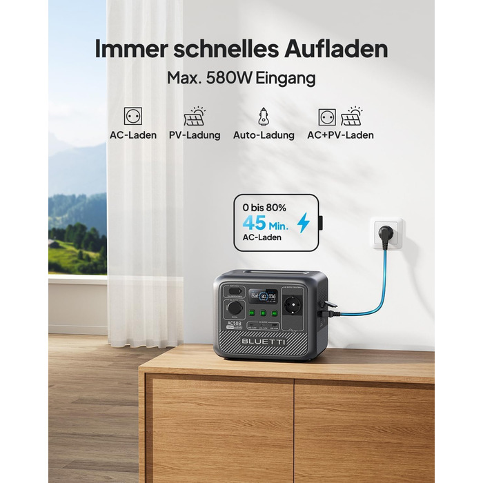 Портативна електростанція BLUETTI AC50B: 448Wh LiFePO4, 700W, USB-C PD 65W, для кемпінгу та подорожей