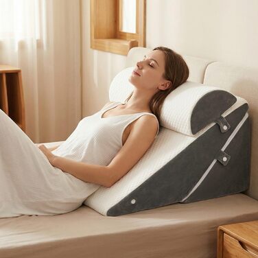 Регульована кліновидна подушка для ліжка та дивана, ортопедична подушка від рефлюксу та хропіння, підтримка спини та ніг, пінополіуретан
