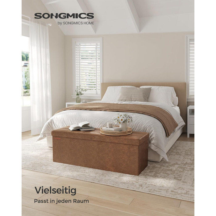 Складне сидіння SONGMICS, 120 л, з завантаженням 300 кг, 38x110x38 см, кавово-коричневий, LSF75WT