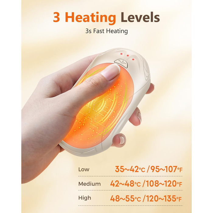 Електричний підігрівач для рук Bosoner: комплект 2 шт., 6000mAh, USB, портативний, теплий подарунок для чоловіків та жінок