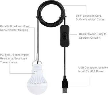 Портативний USB-світлодіодний ліхтар для намету, водонепроникний, аварійне світло для кемпінгу, пригод, риболовлі