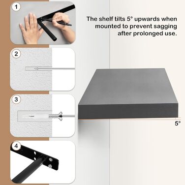 Полиця настінна WOLTU Wandboard RG9315sz для CD, DVD, книг, офісу, вітальні, спальні, кухні - дерев'яна