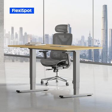 Електричний регульований стіл FLEXISPOT 120x80 см з подвійним мотором - ергономічний стоячий стіл для дому та офісу, 100 кг, тихий (<50 дБ), сірий + горіх