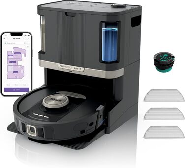 Робот-пилосос та миючий робот Shark PowerDetect RV2800ZEEU: 2-в-1, самостійне очищення, LiDAR-навігація, керування через додаток, чорний