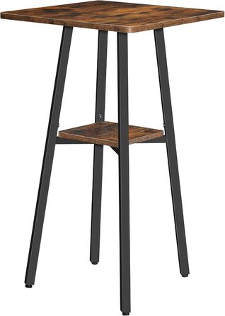 HOOBRO Барт-стіл 2-ярусний, високий, для кухні, балкону, вітальні, конференцзалу, бару, рустикального стилю, коричнево-чорний (EBF51BT01)