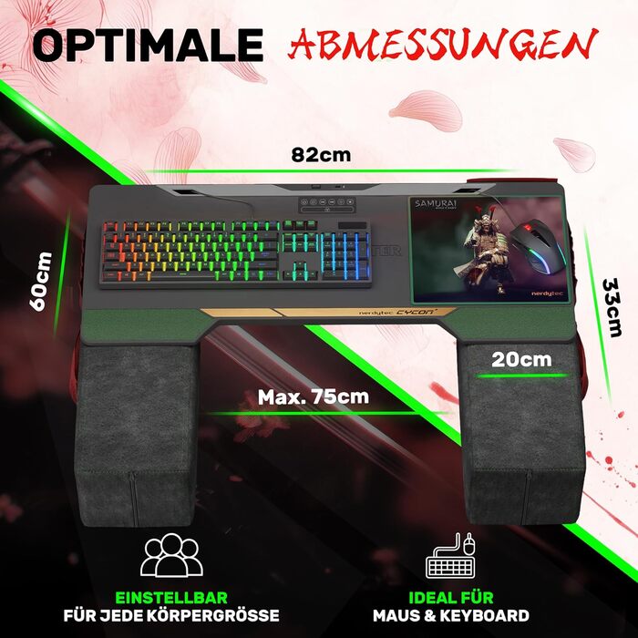 Couchmaster CYCON³: ергономічний стіл для ноутбука для дивану, софи та ліжка, з USB хабом (Samurai Black Edition)