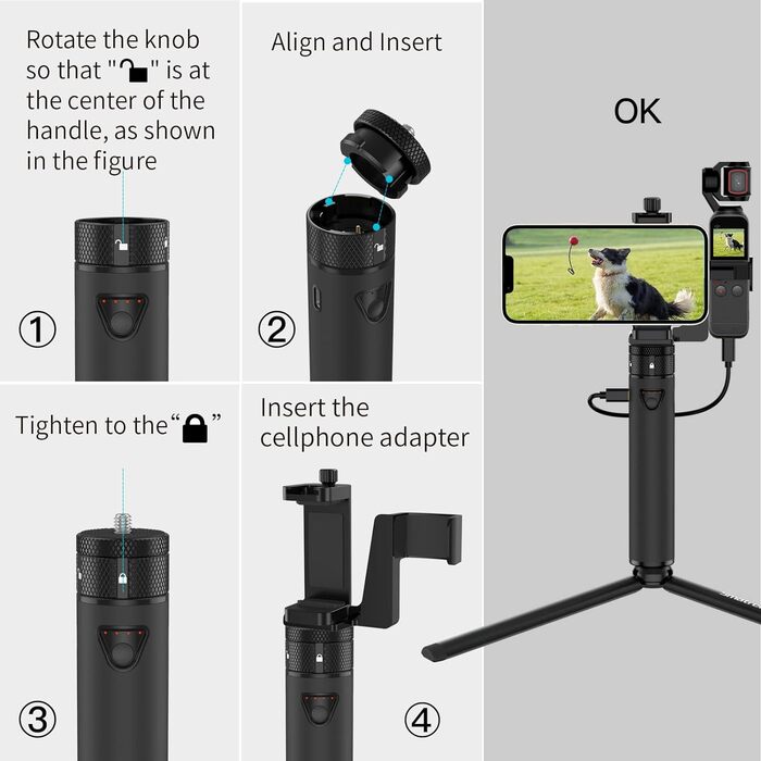 Повербанк Smatree 2022 зі штативом для DJI Osmo Pocket 1/2, зарядна док-станція та кронштейн 5000 мАг