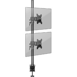 Тримач для двох моніторів Duronic DM35V2X1 | Вертикальна підставка для комп'ютерних моніторів | Регульована висота, поворот, нахил, кріплення VESA 75/100
