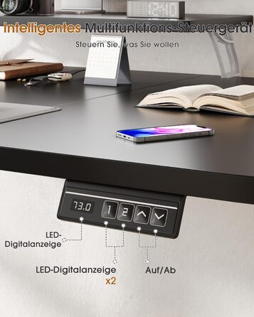 Електричний регульований стіл TRIUMPHKEY 140x60 см з підставкою для монітора, білий