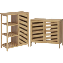 Бамбуковий шафка Bellamio Newa Badregal для ванної кімнати – 5 полиць, 140x33x33 см