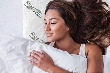 Ортопедична подушка для шиї Siebenschläfer - подушка з віско-гелевої піни (Memory Foam) з чохлом з алое вера - розмір 70x42 см, висота 15 см