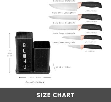 Набір ножів Karaca Gusto 12 предметів з обробною дошкою та кухонними аксесуарами, з нержавіючої сталі, ергономічні ручки, чорний колір