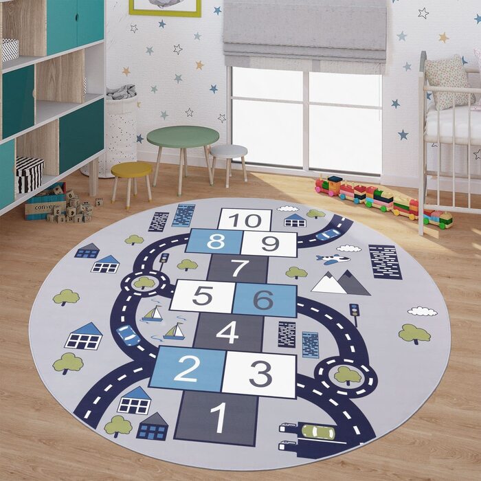 Домашній дитячий килим TT, ігровий килим для дитячої кімнати, надувні коробки і вуличні килимки, сірий, Розмір 80x150 см (діаметр 200 см круглий)