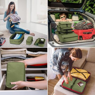 Набір органайзерів для валізи 8 шт, дорожні сумки-пакувальники з косметичкою, Army Green