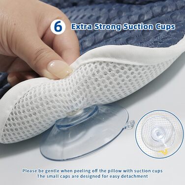 Підголовник для ванни з підтримкою шиї та спини, з 6 антиковзкими присосками, сітка 4D, білий (блакитний)