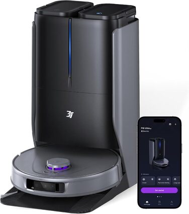 Робот-пилосос 3i P10 Ultra S з вологою ганчіркою, станція самостійного очищення, 18000 Па, для прибирання кутів, миття та сушіння, самостійне очищення та заправка, знімний моп, чорний