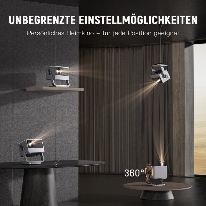 Проектор VOPLLS B-21000L 4K з автофокусом та корекцією трапецеїдальних спотворень, 28000 люмен, WiFi6, Bluetooth, Dolby Audio, Full HD 1080P, для дому та вулиці