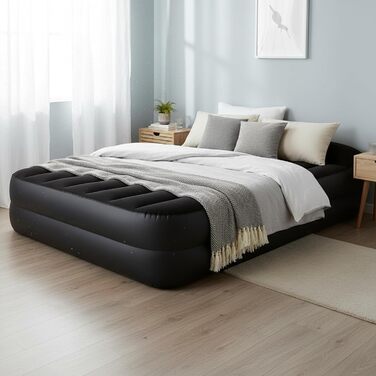 Надувний матрац-ліжко AVENLI для 2 осіб, 203x152x46 см, з інтегрованою помпою, флаокована поверхня, для дому та кемпінгу